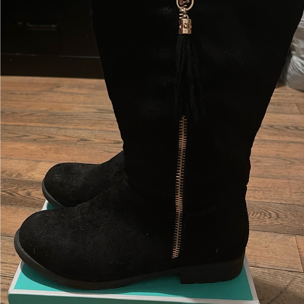 Girls LUCKY TOP Black Zipper Boots Size 4